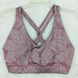 City Lights Womens Sport Bra Top Multicolor Pink Sleeveless V Neck Stretch L New